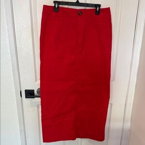 Vibrant Red Midi Skirt